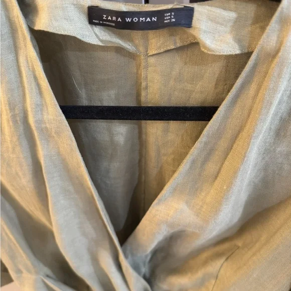 Zara Woman Olive Green Tie-Front Top - Picture 6 of 9
